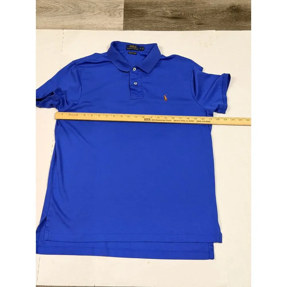 Polo Ralph Lauren Pima Soft Touch Polo Shirt Mens L Blue Pony Logo Golf